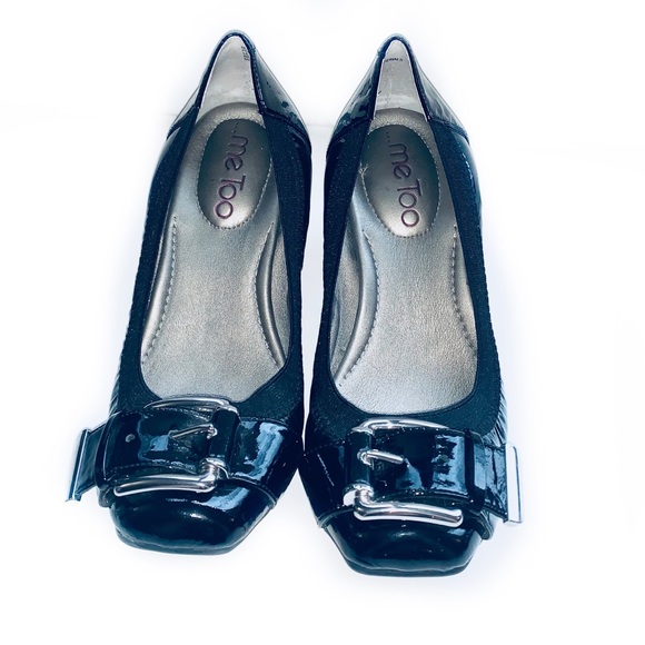 Me too 6 Black Patent Leather Buckle Heels - Picture 2 of 6